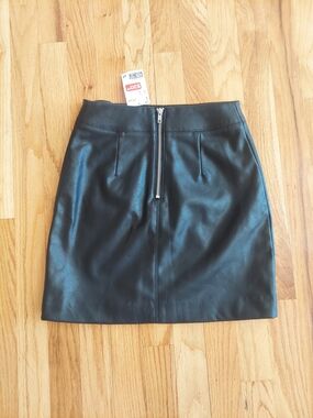 Faux Leather Black Mini Skirt with Back Zip